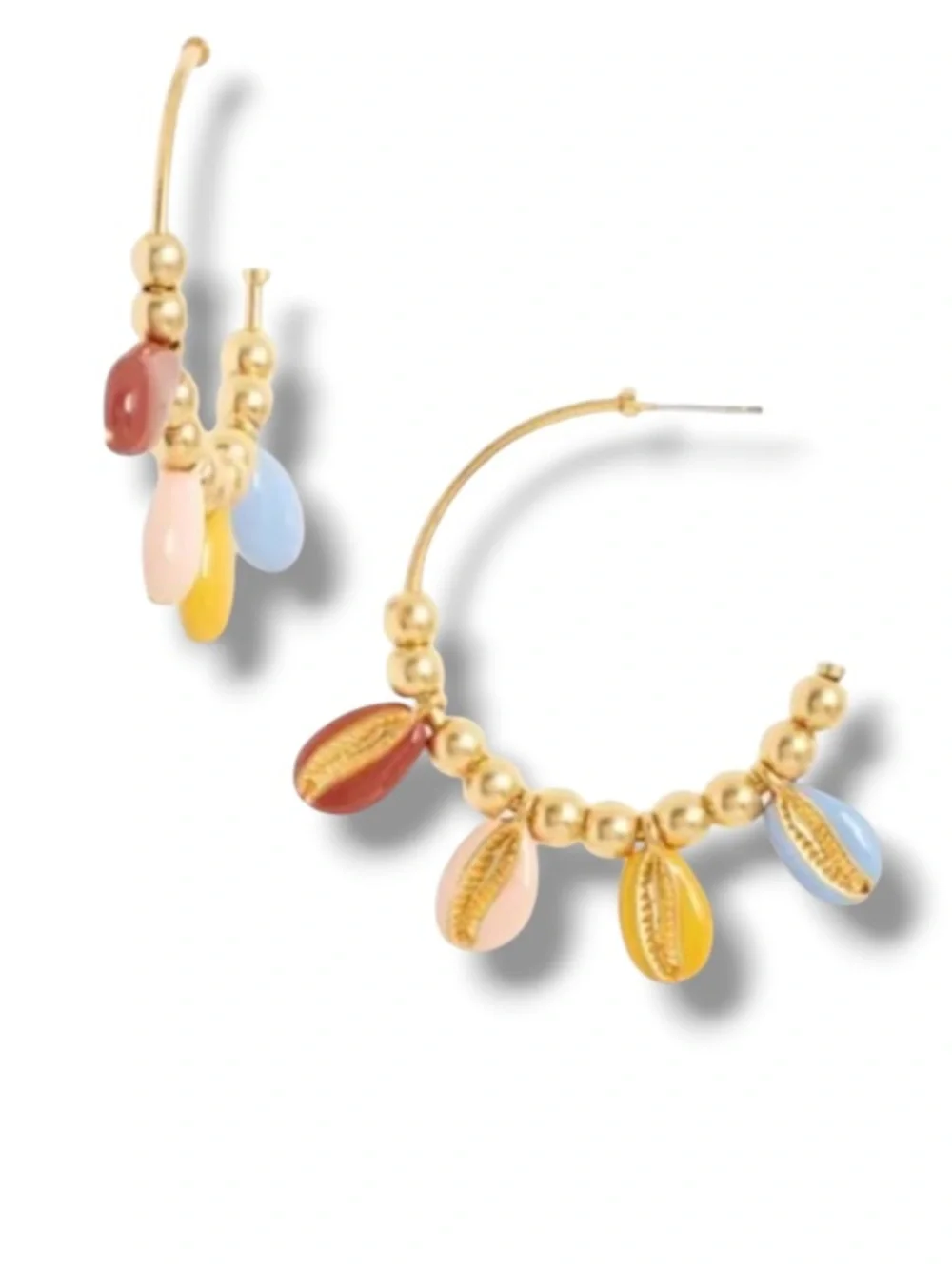 Madewell Women’s Enameled Cowrie Shell Hoop Earrings Multi Color Muted Blush
